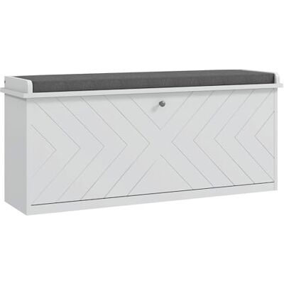 HOMCOM Banc à Chaussures Meuble à Chaussures, Meuble d'entrée avec tiroir Rabattable, étagère réglable et Coussin d'assise, pour entrée, Chambre, Couloir, 100 x 26 x 48 cm, Blanc - Publicité HOMCOM Banc à Chaussures Meuble à Chaussures, Meuble d'entrée avec tiroir Rabattable, étagère réglable et Coussin d'assise, pour entrée, Chambre, Couloir, 100 x 26 x 48 cm, Blanc - Publicité