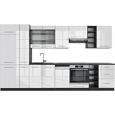 Vicco Cuisine Fame-Line, Blanc Brillant/Anthracite, 355cm, PT Anthracite, pour Une Configuration personnalisée avec modules d’Extension optionnels - Publicité Vicco Cuisine Fame-Line, Blanc Brillant/Anthracite, 355cm, PT Anthracite, pour Une Configuration personnalisée avec modules d’Extension optionnels - Publicité