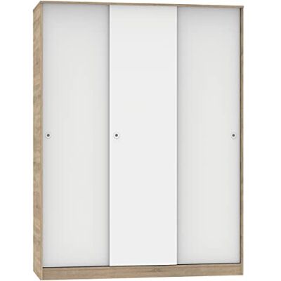 Pegane - Armoire 3 portes coulissantes Cambrian/Blanc - Cambrian/Blanc - Wardrobe - Publicité Pegane - Armoire 3 portes coulissantes Cambrian/Blanc - Cambrian/Blanc - Wardrobe - Publicité