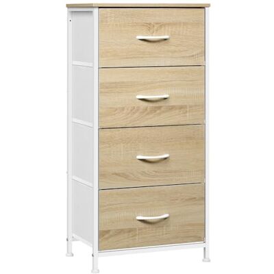 WOLTU Commode 4 Tiroirs, Meuble de Rangement à Tiroirs en Tissu, pour Chambre à Coucher, Couloir, Entrée, Salon, Cadre en Métal, Dessus en Bois d'Ingénierie E1, Chêne Clair + Blanc, SSK011whe - Publicité WOLTU Commode 4 Tiroirs, Meuble de Rangement à Tiroirs en Tissu, pour Chambre à Coucher, Couloir, Entrée, Salon, Cadre en Métal, Dessus en Bois d'Ingénierie E1, Chêne Clair + Blanc, SSK011whe - Publicité