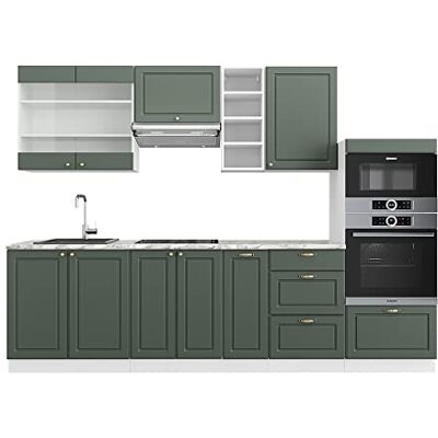 Vicco Cuisine Fame-Line, Vert-Or Landhaus/Blanc, 280cm, PT Marbre, pour Une Extension personnalisée avec des modules complémentaires adaptés - Publicité Vicco Cuisine Fame-Line, Vert-Or Landhaus/Blanc, 280cm, PT Marbre, pour Une Extension personnalisée avec des modules complémentaires adaptés - Publicité