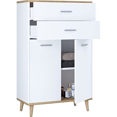 VCM Bois Highboard Commode Portes battantes Tiroir Lindas Bois Highboard Commode Portes battantes Tiroir Lindas Blanc/Chêne Miel - Publicité VCM Bois Highboard Commode Portes battantes Tiroir Lindas Bois Highboard Commode Portes battantes Tiroir Lindas Blanc/Chêne Miel - Publicité