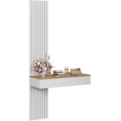 Vicco Coiffeuse Melina, Blanc/chêne, 100cm avec 2 tiroirs, Parfait pour Une Routine beauté structurée - Publicité Vicco Coiffeuse Melina, Blanc/chêne, 100cm avec 2 tiroirs, Parfait pour Une Routine beauté structurée - Publicité