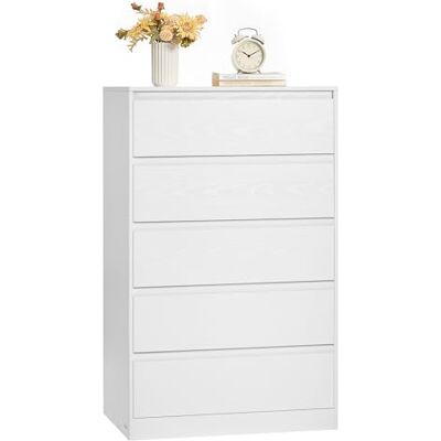 VASAGLE Kailyn Collection Commode Chambre 5 Tiroirs, Armoire de Rangement, Meuble à Vêtements, 40 x 60 x 97,4 cm, Style Moderne, Blanc Neige LTS605WE01V1 - Publicité VASAGLE Kailyn Collection Commode Chambre 5 Tiroirs, Armoire de Rangement, Meuble à Vêtements, 40 x 60 x 97,4 cm, Style Moderne, Blanc Neige LTS605WE01V1 - Publicité