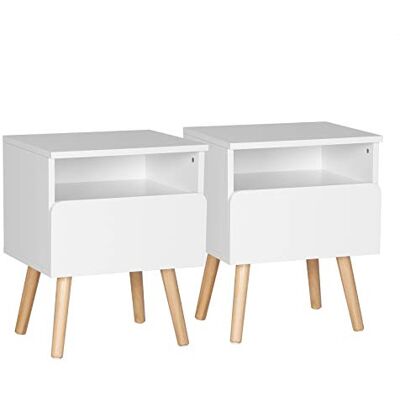 WOLTU Lot de 2 Tables de Chevet avec Tiroir et Compartiment Ouvert, Tables de Nuit avec Pieds en Bois de Pin, Design Moderne pour Chambre Salon, 40x33,5x50cm, Blanc, TSR58ws-2 - Publicité WOLTU Lot de 2 Tables de Chevet avec Tiroir et Compartiment Ouvert, Tables de Nuit avec Pieds en Bois de Pin, Design Moderne pour Chambre Salon, 40x33,5x50cm, Blanc, TSR58ws-2 - Publicité