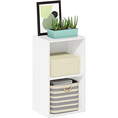 Furinno Pasir Étagère ouverte à 2 niveaux, Blanc, 2-Tier Cube - Publicité Furinno Pasir Étagère ouverte à 2 niveaux, Blanc, 2-Tier Cube - Publicité