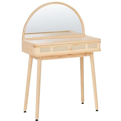 Beliani Coiffeuse Boho avec Miroir et Tiroir en Bambou Marron Clair Rancheria - Publicité Beliani Coiffeuse Boho avec Miroir et Tiroir en Bambou Marron Clair Rancheria - Publicité