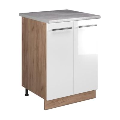 Vicco Meuble Bas sous-évier Fame-Line, Blanc Haute Brillance/Chêne de Force doré, 60cm, à Combiner avec d'autres modules de la série Fame-Line - Publicité Vicco Meuble Bas sous-évier Fame-Line, Blanc Haute Brillance/Chêne de Force doré, 60cm, à Combiner avec d'autres modules de la série Fame-Line - Publicité