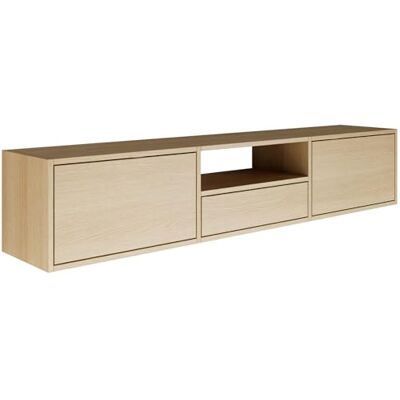 Selsey Meuble TV Suspendu 150 cm Aspect chêne Design Scandinave Minimaliste Gain de Place avec 3 Abattants et Niche pour Appareils Multimédias Bois Laminé Durable - Publicité Selsey Meuble TV Suspendu 150 cm Aspect chêne Design Scandinave Minimaliste Gain de Place avec 3 Abattants et Niche pour Appareils Multimédias Bois Laminé Durable - Publicité