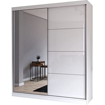 Fabryka Mebli Idźczak Armoire à miroir, portes coulissantes, chambre à coucher, dressing, 61 x 183 x 218 cm, blanche - Publicité Fabryka Mebli Idźczak Armoire à miroir, portes coulissantes, chambre à coucher, dressing, 61 x 183 x 218 cm, blanche - Publicité