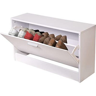 BAKAJI Meuble à Chaussures Peu encombrant 1 Porte Basse Blanc Fin entrée Bois 80 x 24 x 45 cm, 80x24x45 cm - Publicité BAKAJI Meuble à Chaussures Peu encombrant 1 Porte Basse Blanc Fin entrée Bois 80 x 24 x 45 cm, 80x24x45 cm - Publicité