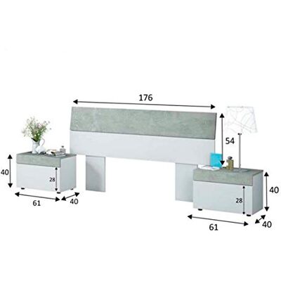PEGANE Tête de lit avec 2 Tables de Chevet Coloris Blanc Artic/Béton 97 x 276 x 40 cm - Publicité PEGANE Tête de lit avec 2 Tables de Chevet Coloris Blanc Artic/Béton 97 x 276 x 40 cm - Publicité