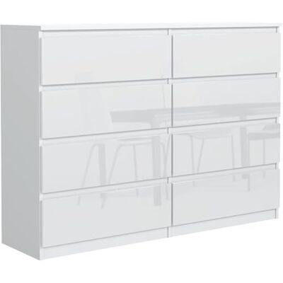meble masztalerz Commode Chambre avec 8 Tiroirs Meuble de Rangement pour Salon et Entrée Couloir Spacieuse et Design Blanc Façades Brillantes 120x101,5x39 cm - Publicité meble masztalerz Commode Chambre avec 8 Tiroirs Meuble de Rangement pour Salon et Entrée Couloir Spacieuse et Design Blanc Façades Brillantes 120x101,5x39 cm - Publicité