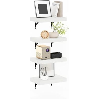 Furinno Tanna, Ensemble De 4 Étagères Murales Flottantes, Étagère Murale De 38 Cm (15 Pouces), Idéale pour La Salle De Bain, Le Bureau Ou Le Salon, Finition Blanche Texturée. Publicité Furinno Tanna, Ensemble De 4 Étagères Murales Flottantes, Étagère Murale De 38 Cm (15 Pouces), Idéale pour La Salle De Bain, Le Bureau Ou Le Salon, Finition Blanche Texturée. Publicité