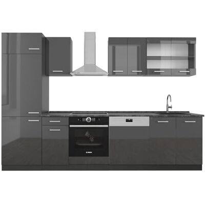 Vicco Cuisine R-Line, Anthracite Brillant/Anthracite, 300cm, PT Anthracite, adapté à Une Extension individuelle par modules complémentaires - Publicité Vicco Cuisine R-Line, Anthracite Brillant/Anthracite, 300cm, PT Anthracite, adapté à Une Extension individuelle par modules complémentaires - Publicité