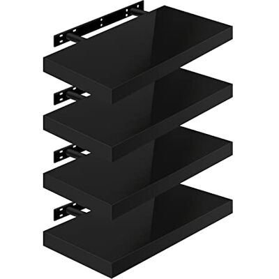 WOLTU Étagères Murales,Tablette Murale de Lot de 4, Étagère Flottante, Étagère à Livres, CD DVD, Panneau de Bois, 50x22,9x3,8cm, Noir, RG9477sz-4 - Publicité WOLTU Étagères Murales,Tablette Murale de Lot de 4, Étagère Flottante, Étagère à Livres, CD DVD, Panneau de Bois, 50x22,9x3,8cm, Noir, RG9477sz-4 - Publicité