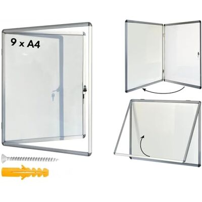 KARAT Vitrine d'affichage Enseignes murales en Verre Acrylique Panneau magnétique Tableaux d'affichage -Cadres d'affichage avec Serrure Armoires d'affichage Cadre en Aluminium Format 9xA4 - Publicité KARAT Vitrine d'affichage Enseignes murales en Verre Acrylique Panneau magnétique Tableaux d'affichage -Cadres d'affichage avec Serrure Armoires d'affichage Cadre en Aluminium Format 9xA4 - Publicité