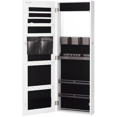 SONGMICS Armoire à bijoux avec miroir et serrure, organisateur mural, sans cadre, pleine longueur, idée cadeau, blanc nuage JJC003W01 - Publicité SONGMICS Armoire à bijoux avec miroir et serrure, organisateur mural, sans cadre, pleine longueur, idée cadeau, blanc nuage JJC003W01 - Publicité