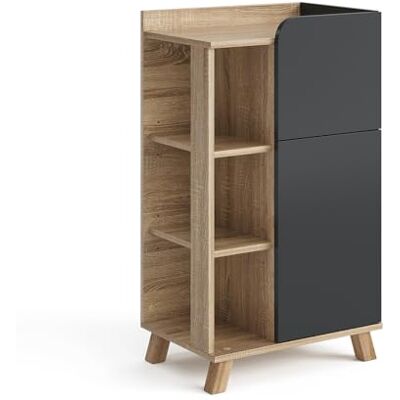 Vicco Armoire Basse Karen, Sonoma/Anthracite, 50x90cm avec Porte et tiroir, Convient pour Le Rangement des Accessoires de Salle de Bain et des Serviettes - Publicité Vicco Armoire Basse Karen, Sonoma/Anthracite, 50x90cm avec Porte et tiroir, Convient pour Le Rangement des Accessoires de Salle de Bain et des Serviettes - Publicité
