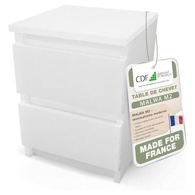 CDF Table de Chevet d’Appoint Étroite Nuit avec 2 Tiroirs pour Salon Chambre Bureau Coucher Espace de Rangement Commode Moderne Organisation Compact Intérieur – Blanc Brillant (façade) - Publicité CDF Table de Chevet d’Appoint Étroite Nuit avec 2 Tiroirs pour Salon Chambre Bureau Coucher Espace de Rangement Commode Moderne Organisation Compact Intérieur – Blanc Brillant (façade) - Publicité