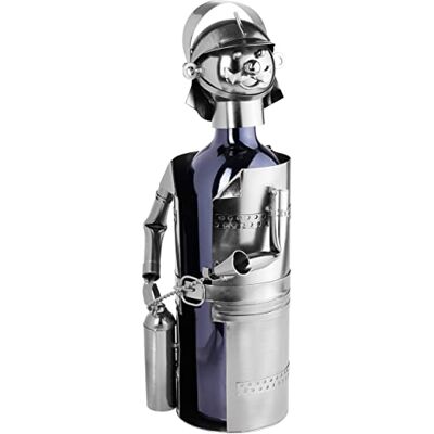 BRUBAKER Porte-Bouteille de vin Pompier avec extincteur Sculpture en Métal Carte de voeux INCL. Idée Cadeau Originale - Publicité BRUBAKER Porte-Bouteille de vin Pompier avec extincteur Sculpture en Métal Carte de voeux INCL. Idée Cadeau Originale - Publicité