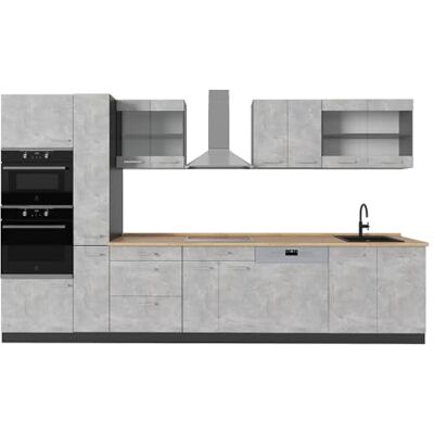 Vicco Cuisine R-Line, Béton/Anthracite, 350cm sans PT, adapté à Une Extension Flexible avec des modules supplémentaires - Publicité Vicco Cuisine R-Line, Béton/Anthracite, 350cm sans PT, adapté à Une Extension Flexible avec des modules supplémentaires - Publicité