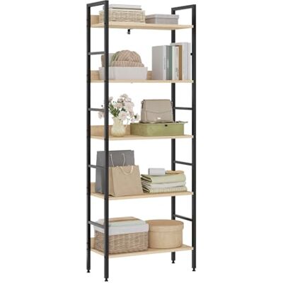 WOLTU Étagère de Rangement, Étagère Échelle, à 5 Niveaux, Cadre en Métal et Bois d'Ingénerie, pour Salon/Chambre/Bureau, 60x27,5x160cm, Noir + Chêne Clair - Publicité WOLTU Étagère de Rangement, Étagère Échelle, à 5 Niveaux, Cadre en Métal et Bois d'Ingénerie, pour Salon/Chambre/Bureau, 60x27,5x160cm, Noir + Chêne Clair - Publicité