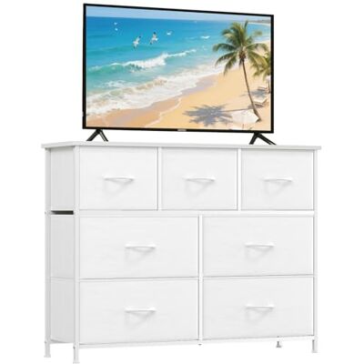 Somdot Commode Chambre, Commode en Tissu avec Cadre en Acier, Meuble de Rangement pour Salon Couloir Entrée, 30P x 100L x 77H (7 Tiroirs), Blanc - Publicité Somdot Commode Chambre, Commode en Tissu avec Cadre en Acier, Meuble de Rangement pour Salon Couloir Entrée, 30P x 100L x 77H (7 Tiroirs), Blanc - Publicité