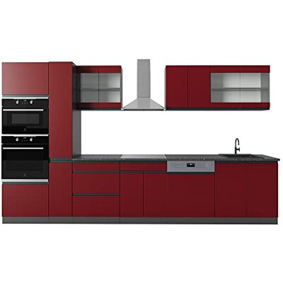 Vicco Cuisine R-Line, Rouge/Anthracite, 350cm J-Shape, avec Armoire Haute, sans PT, adapté à Une Personnalisation et Une Extension Individuelles - Publicité Vicco Cuisine R-Line, Rouge/Anthracite, 350cm J-Shape, avec Armoire Haute, sans PT, adapté à Une Personnalisation et Une Extension Individuelles - Publicité