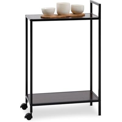 IDIMEX Desserte à roulettes RIVO, Chariot de Service pour Cuisine, Structure en métal et Plateau en Bois Couleur Noir et Noyer - Publicité IDIMEX Desserte à roulettes RIVO, Chariot de Service pour Cuisine, Structure en métal et Plateau en Bois Couleur Noir et Noyer - Publicité