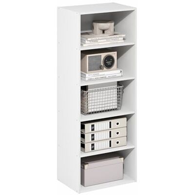 Furinno Basic Bibliothèque À 5 Niveaux, Étagère Cubique De Rangement, 28 X 43 X 112 Cm, pour Salon, Chambre, Bureau, Blanc - Publicité Furinno Basic Bibliothèque À 5 Niveaux, Étagère Cubique De Rangement, 28 X 43 X 112 Cm, pour Salon, Chambre, Bureau, Blanc - Publicité