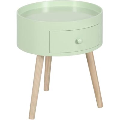 HOMCOM Table Basse Table de Chevet Table de Nuit Ronde Design scandinave Table d'appoint Bout de canapé avec tiroir Pieds effilés inclinés Bois Massif Vert - Publicité HOMCOM Table Basse Table de Chevet Table de Nuit Ronde Design scandinave Table d'appoint Bout de canapé avec tiroir Pieds effilés inclinés Bois Massif Vert - Publicité