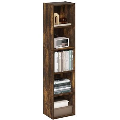 Furinno PASIR Bibliothèque, Étagère Moderne À 5 Niveaux, Étagères Ouvertes, 9 X 12 X 52 cm, pour Salon, Chambre, Bureau, Pin Ambré - Publicité Furinno PASIR Bibliothèque, Étagère Moderne À 5 Niveaux, Étagères Ouvertes, 9 X 12 X 52 cm, pour Salon, Chambre, Bureau, Pin Ambré - Publicité