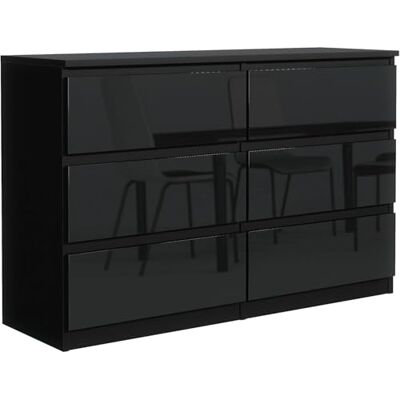 meble masztalerz Commode Chambre avec 6 Tiroirs Meuble de Rangement pour Salon et Entrée Couloir Spacieuse et Design Noir Façades Brillantes 120x39x78,5cm - Publicité meble masztalerz Commode Chambre avec 6 Tiroirs Meuble de Rangement pour Salon et Entrée Couloir Spacieuse et Design Noir Façades Brillantes 120x39x78,5cm - Publicité