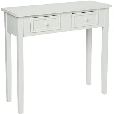 ATMOSPHERA CREATEUR D'INTERIEUR Atmosphera Console Charme Blanche, L 80 x H 76 cm, 2 Tiroirs, Style Romantique Meuble d'Appoint pour Entrée, Chambre, Salon - Publicité ATMOSPHERA CREATEUR D'INTERIEUR Atmosphera Console Charme Blanche, L 80 x H 76 cm, 2 Tiroirs, Style Romantique Meuble d'Appoint pour Entrée, Chambre, Salon - Publicité