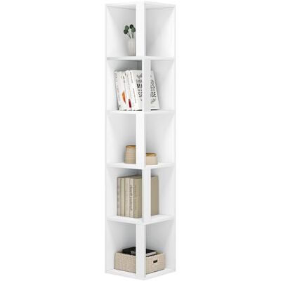 eSituro Étagère d'angle, Bibliothèque à 5 Niveaux pour Petits espaces, Blanc - Publicité eSituro Étagère d'angle, Bibliothèque à 5 Niveaux pour Petits espaces, Blanc - Publicité