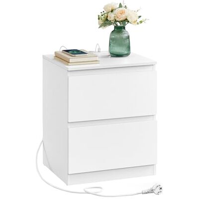 VASAGLE Kailyn Collection Table de Chevet avec Multiprise, Table d'Appoint, 2 Tiroirs, 2 Prises CA, 2 Ports USB-A, pour Salon, Chambre, Bureau, Moderne, Blanc Nuage LET621W02 - Publicité VASAGLE Kailyn Collection Table de Chevet avec Multiprise, Table d'Appoint, 2 Tiroirs, 2 Prises CA, 2 Ports USB-A, pour Salon, Chambre, Bureau, Moderne, Blanc Nuage LET621W02 - Publicité