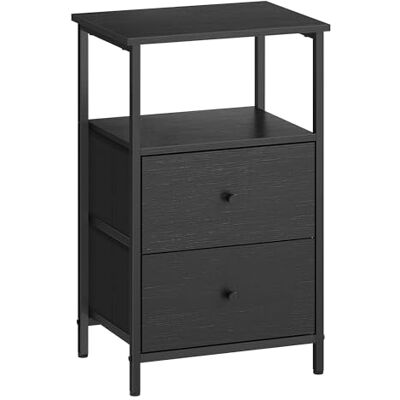 VASAGLE Nuit, Table de Chevet avec 2 Tiroirs en Tissu, 61 cm de Haut avec Étagère de Rangement, pour Salon, Chambre, Cendré, d’Encre et Noir Mat LGS025B21, 38 x 28 x 61 cm - Publicité VASAGLE Nuit, Table de Chevet avec 2 Tiroirs en Tissu, 61 cm de Haut avec Étagère de Rangement, pour Salon, Chambre, Cendré, d’Encre et Noir Mat LGS025B21, 38 x 28 x 61 cm - Publicité