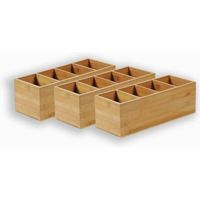 KESPER 70850 Lot de 3 range-couverts à 4 compartiments en bambou certifié FSC 35 x 14 x 12 cm - Publicité KESPER 70850 Lot de 3 range-couverts à 4 compartiments en bambou certifié FSC 35 x 14 x 12 cm - Publicité