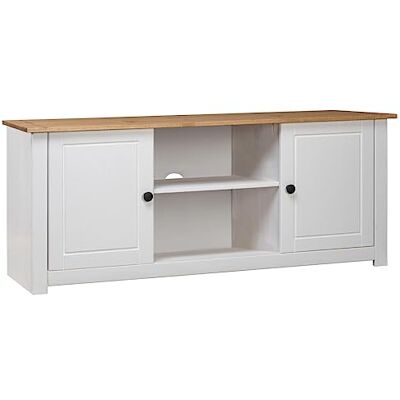 vidaXL Meuble TV Armoire Basse avec 2 Portes et 2 Compartiments Meuble Multimédia Armoire Stéréo Salle de Séjour Blanc 120x40x50 cm Bois de Pin Massif - Publicité vidaXL Meuble TV Armoire Basse avec 2 Portes et 2 Compartiments Meuble Multimédia Armoire Stéréo Salle de Séjour Blanc 120x40x50 cm Bois de Pin Massif - Publicité