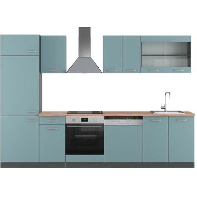 Vicco Cuisine R-Line, Bleu-Gris/Anthracite, 300cm, PT Chêne, adapté à Une Extension individuelle par modules complémentaires - Publicité Vicco Cuisine R-Line, Bleu-Gris/Anthracite, 300cm, PT Chêne, adapté à Une Extension individuelle par modules complémentaires - Publicité