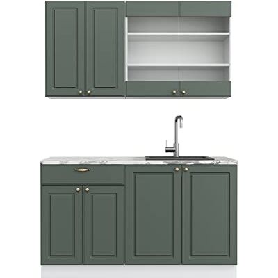 Vicco Cuisine Fame-Line, Vert-Or Landhaus/Blanc, 140cm sans PT, Compatible avec Les appareils électriques Courants et combinable avec des éviers - Publicité Vicco Cuisine Fame-Line, Vert-Or Landhaus/Blanc, 140cm sans PT, Compatible avec Les appareils électriques Courants et combinable avec des éviers - Publicité