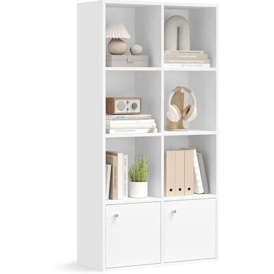 VASAGLE Bibliothèque, Étagère sur 4 Niveaux, Meuble de Rangement, avec 2 Placards en Bas, 29 x 65,8 x 130 cm, pour Salon, Bureau, Salle à Manger, Blanc Nuage LBC508WB01 - Publicité VASAGLE Bibliothèque, Étagère sur 4 Niveaux, Meuble de Rangement, avec 2 Placards en Bas, 29 x 65,8 x 130 cm, pour Salon, Bureau, Salle à Manger, Blanc Nuage LBC508WB01 - Publicité