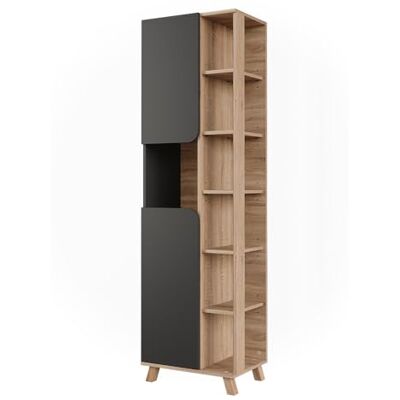 Vicco Armoire Haute Karen, Sonoma/Anthracite, 50x175cm avec 2 Portes, pour Le Rangement des Accessoires de Salle de Bain et des Serviettes - Publicité Vicco Armoire Haute Karen, Sonoma/Anthracite, 50x175cm avec 2 Portes, pour Le Rangement des Accessoires de Salle de Bain et des Serviettes - Publicité