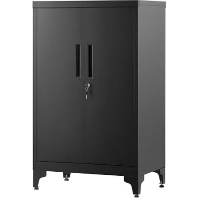 SONGMICS Caisson de Bureau, Placard Polyvalent, Armoire de Bureau à 2 Portes, Verrouillable, en Acier, pour Salon, Noir Mat OMC012B01 - Publicité SONGMICS Caisson de Bureau, Placard Polyvalent, Armoire de Bureau à 2 Portes, Verrouillable, en Acier, pour Salon, Noir Mat OMC012B01 - Publicité