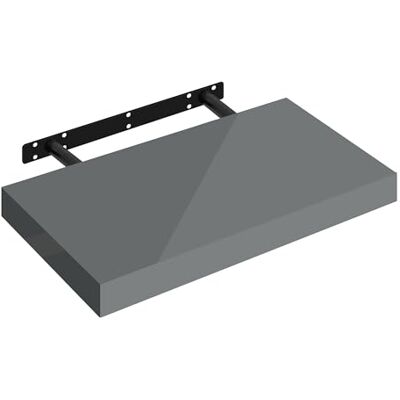 WOLTU Étagère Murale, Étagère Flottante et Décorative, en MDF et Métal, Gris Brillant, 40x22,9x3,8cm - Publicité WOLTU Étagère Murale, Étagère Flottante et Décorative, en MDF et Métal, Gris Brillant, 40x22,9x3,8cm - Publicité