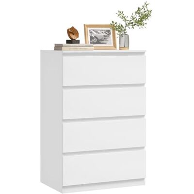 WOLTU Commode Blanche, Commode 4 Tiroirs, Meuble de Rangement, pour Chambre à Coucher, Salon et Entrée, en Bois d'Ingénierie, 60x40x90cm, KMD004ws - Publicité WOLTU Commode Blanche, Commode 4 Tiroirs, Meuble de Rangement, pour Chambre à Coucher, Salon et Entrée, en Bois d'Ingénierie, 60x40x90cm, KMD004ws - Publicité