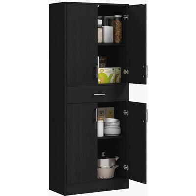 HOMCOM Buffet de Cuisine Armoire de Cuisine Buffet Haut 2 étagères réglables 4 Portes 2 placards et 1 tiroir Central Hauteur 180 cm Noir - Publicité HOMCOM Buffet de Cuisine Armoire de Cuisine Buffet Haut 2 étagères réglables 4 Portes 2 placards et 1 tiroir Central Hauteur 180 cm Noir - Publicité