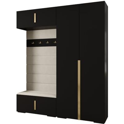 ABIKSMEBLE Inova 1 Ensemble de Meubles Garde-Robe Moderne pour Chambre à Coucher, Salon, Entrée, Chambre d'enfant Meuble de Rangement pour Dressing 236,7x200x47cm Noir, Manila 02, Or - Publicité ABIKSMEBLE Inova 1 Ensemble de Meubles Garde-Robe Moderne pour Chambre à Coucher, Salon, Entrée, Chambre d'enfant Meuble de Rangement pour Dressing 236,7x200x47cm Noir, Manila 02, Or - Publicité