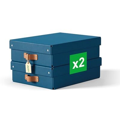 Leitz Boîtes de rangement Puro format moyen bas avec couvercle : 2 boîtes solides, boîtes empilables 8L pour maison, bureau (27x 37x10cm, bleu océan), compatibles avec étagères, meubles cubiques - Publicité Leitz Boîtes de rangement Puro format moyen bas avec couvercle : 2 boîtes solides, boîtes empilables 8L pour maison, bureau (27x 37x10cm, bleu océan), compatibles avec étagères, meubles cubiques - Publicité